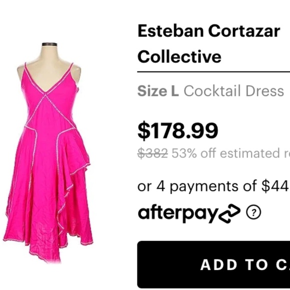 Esteban Cortazar Collective Pink Ruffle Accents Mid-Calf length Luxury Dress S - Picture 9 of 14